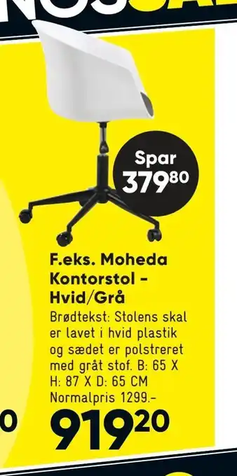 Moheda Kontorstol - Hvid/Grå