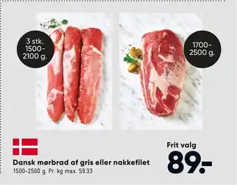 Bilka Dansk mørbrad af gris eller nakkefilet tilbud