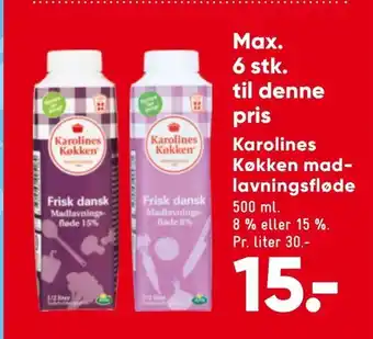 Bilka Karolines Køkken madlavnings fløde. tilbud