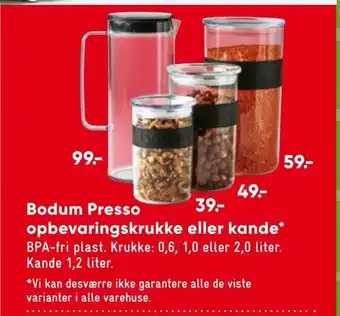 Bodum Presso opbevaringskrukke eller kande