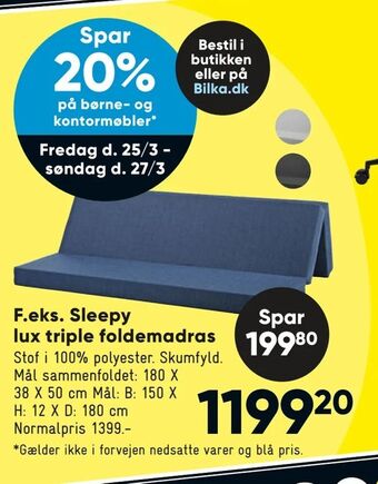 Bilka Sleepy lux triple foldemadras tilbud