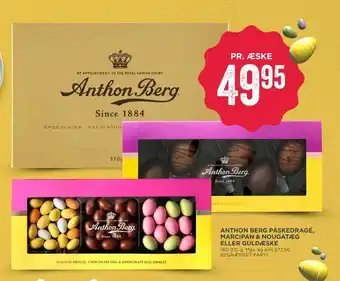 MENY Anthon berg påskedragé, marcipan & nougatæg eller guldæske tilbud
