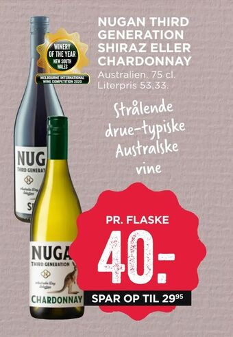 MENY Nugan third generation shiraz eller chardonnay tilbud