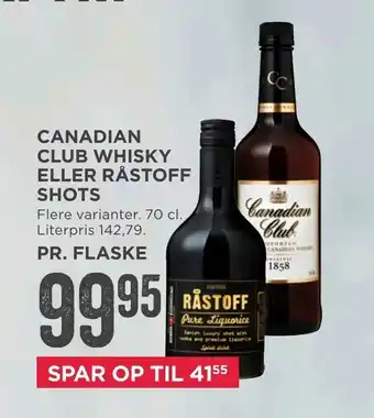 Canadian club whisky eller råstoff shots