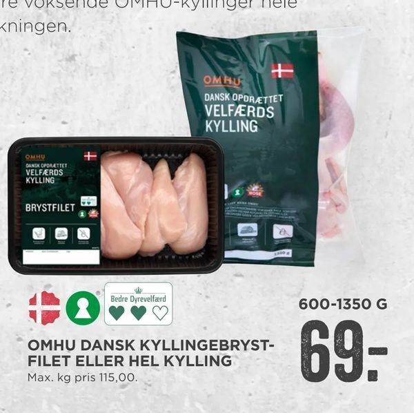 Omhu dansk kyllingebryst filet eller hel kylling tilbud hos MENY