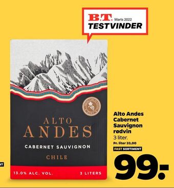 Netto Alto Andes Cabernet Sauvignon rødvin tilbud