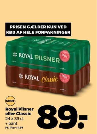 Netto Royal Pilsner eller Classic tilbud