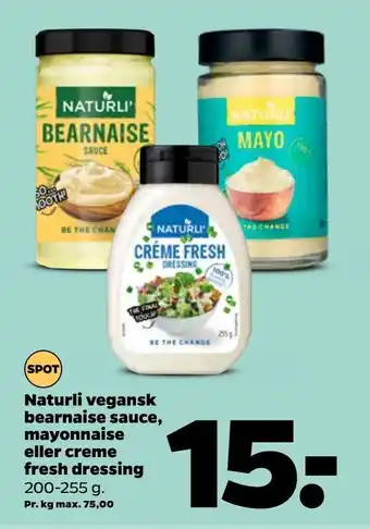 Naturli vegansk bearnaise sauce, mayonnaise eller creme fresh dressing