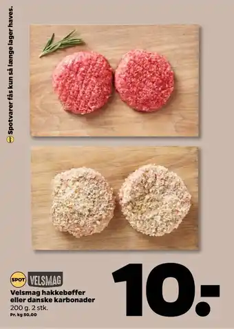 Netto Velsmag hakkebøffer eller danske karbonader tilbud