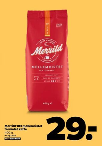 Netto Merrild 103 mellemristet formalet kaffe tilbud