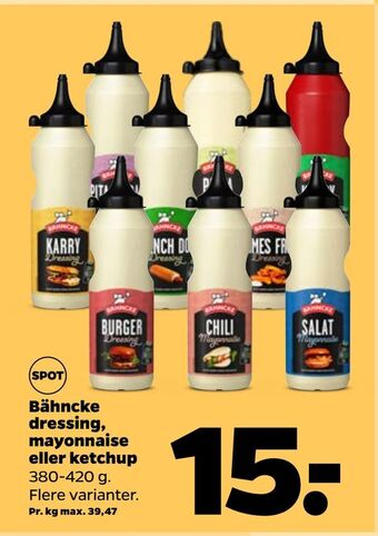 Netto Bähncke dressing, mayonnaise eller ketchup tilbud