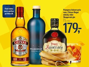 Pampero Aniversario rom, Chivas Regal whisky eller Skagerrak gin