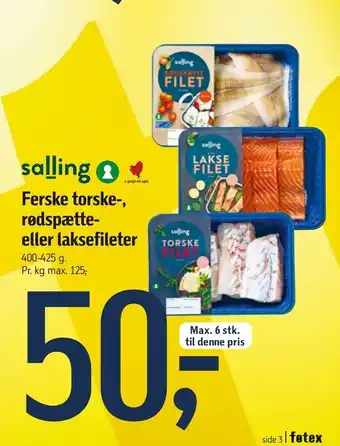 Føtex Ferske torske-, rødspætte eller laksefileter tilbud