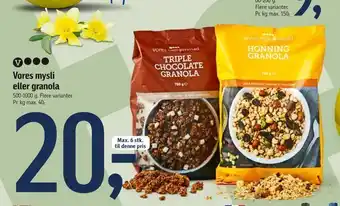 Føtex Vores mysli eller granola tilbud
