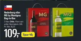 Føtex Nederburg eller MG by Montgras Bag-in-Box tilbud