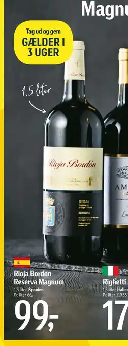 Føtex Rioja Bordon Reserva Magnum tilbud