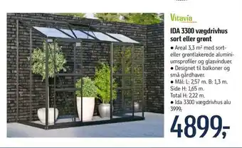 Føtex IDA 3300 vægdrivhus sort eller grønt tilbud