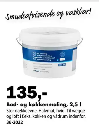 Biltema Bad- og køkkenmaling, 2,5 l tilbud