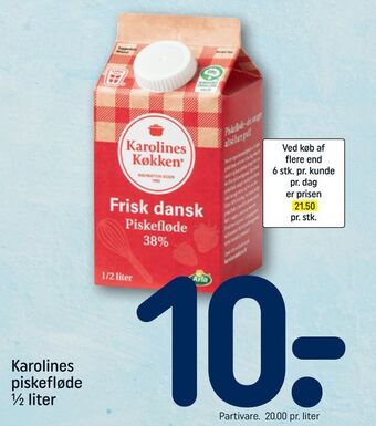 REMA 1000 Karolines piskefløde ½ liter tilbud