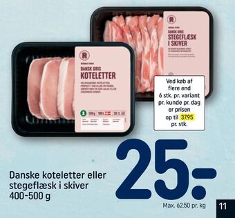 REMA 1000 Danske koteletter eller stegeflæsk i skiver tilbud