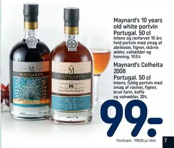 REMA 1000 Maynard's 10 years old white portvin Portugal. Maynard's Colheita 2008 Portugal. tilbud