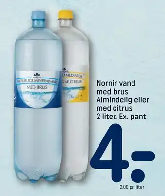 REMA 1000 Nornir vand med brus Almindelig eller med citrus tilbud