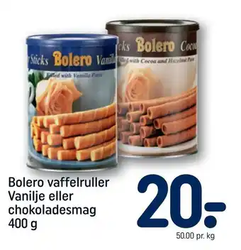 REMA 1000 Bolero vaffelruller Vanilje eller chokoladesmag tilbud