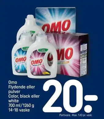 REMA 1000 Omo Flydende eller pulver Color, black eller white tilbud