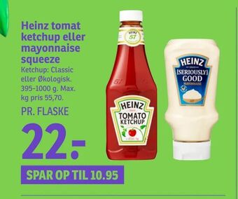 SPAR Heinz tomat ketchup eller mayonnaise squeeze tilbud