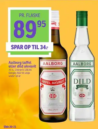 SPAR Aalborg taffel eller dild akvavit tilbud