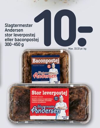 REMA 1000 Slagtermester Andersen stor leverpostej eller baconpostej tilbud