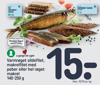 Varmrøget sildefilet, makrelfilet med peber eller hel røget makrel