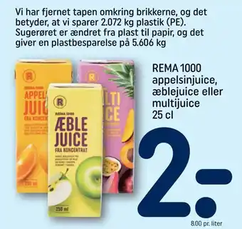 REMA 1000 REMA 1000 appelsinjuice, æblejuice eller multijuice tilbud