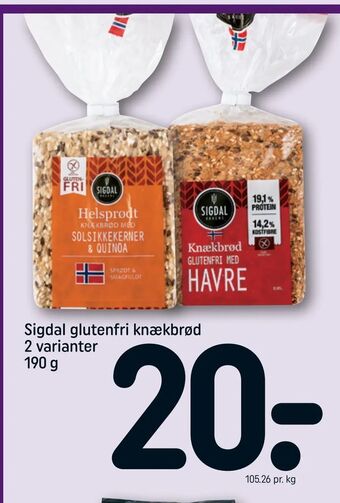 REMA 1000 Sigdal glutenfri knækbrød tilbud
