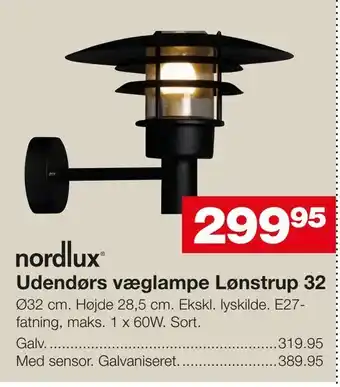 Bauhaus Udendørs væglampe Lønstrup 32 tilbud