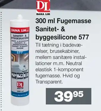 Bauhaus 300 ml Fugemasse Sanitet- & byggesilicone 577 tilbud