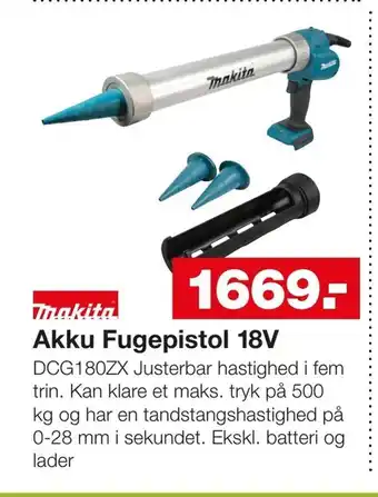 Bauhaus Akku Fugepistol 18V tilbud