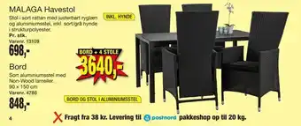 Harald Nyborg MALAGA Havestol + 4 Bord tilbud