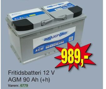 Harald Nyborg Fritidsbatteri 12 V AGM 90 Ah (+h) tilbud