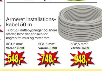 Harald Nyborg Armeret installations kabel 50 m tilbud