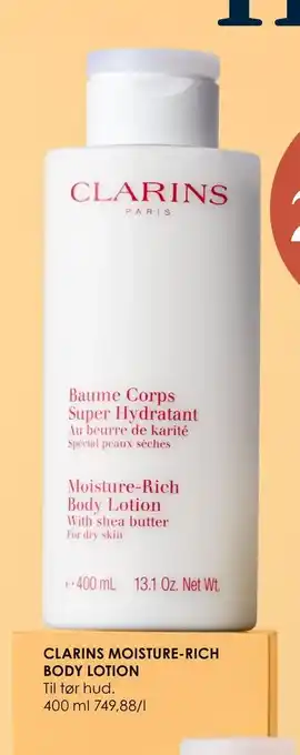 Matas Clarins moisture-rich body lotion tilbud