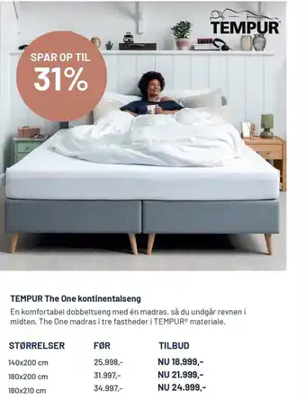 Drømmeland Tempur Størrelser 180x210cm tilbud