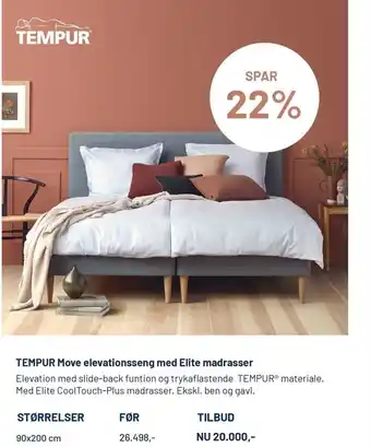 Drømmeland Tempur Størrelser 90x200cm tilbud