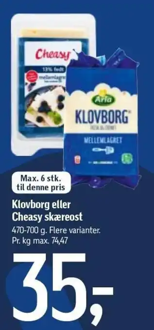 Føtex Klovberg Eller Ceasy Skæreost 470-700g tilbud