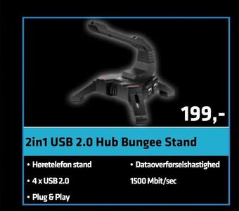 LabTech Data 2in1 USB 2,0 Hub Bungee Stand tilbud
