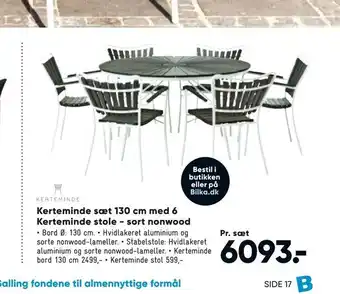 Bilka Kerteminde sæt 130 cm med 6 Kerteminde stole - sort nonwood tilbud