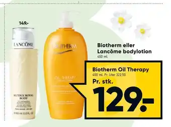 Bilka Biotherm eller Lancôme bodylotion tilbud