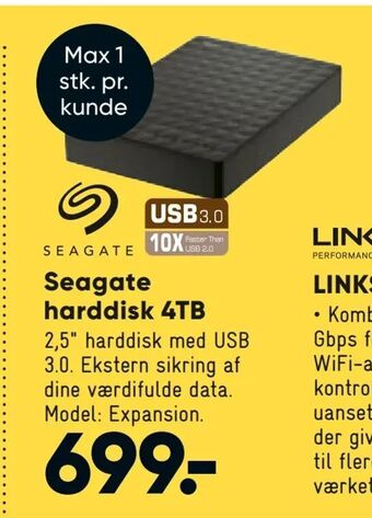Bilka Seagate harddisk 4TB tilbud