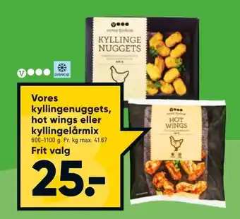Bilka Vores kyllingenuggets, hot wings eller kyllingelårmix tilbud