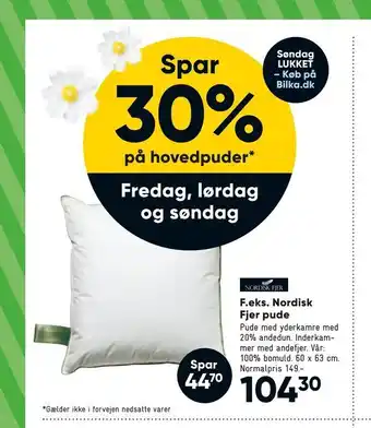 Bilka Nordisk Fjer pude tilbud
